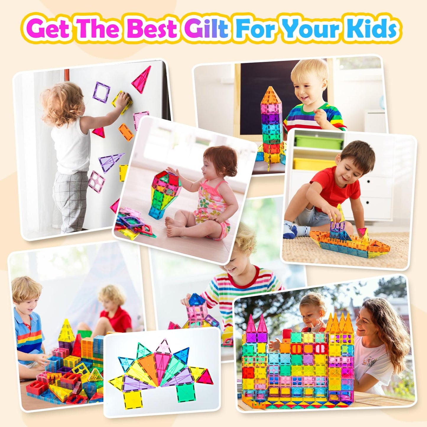 Magnetic Tiles,100PCS 3D Building Blocks, Magnets Building Set for Kids, Construction STEM Stacking Toys, Magnets Toy Gift for Toddlers, Boys & Girls