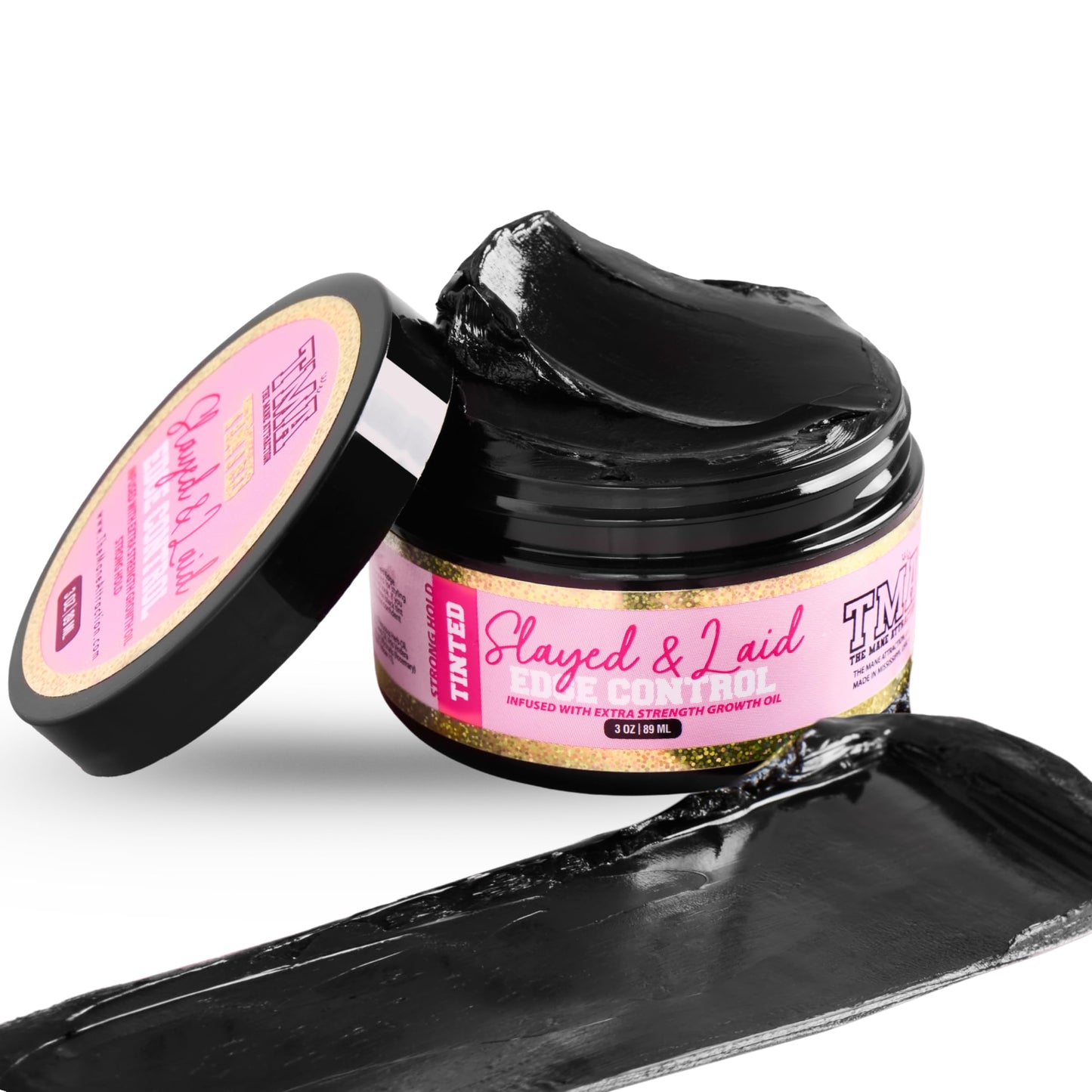 The Mane Attraction Black Edge Control Tinted- 3oz | Edge Gel for Thinning Hairlines | Flake-Free Growth Gel with Strong Hold for Natural Styles
