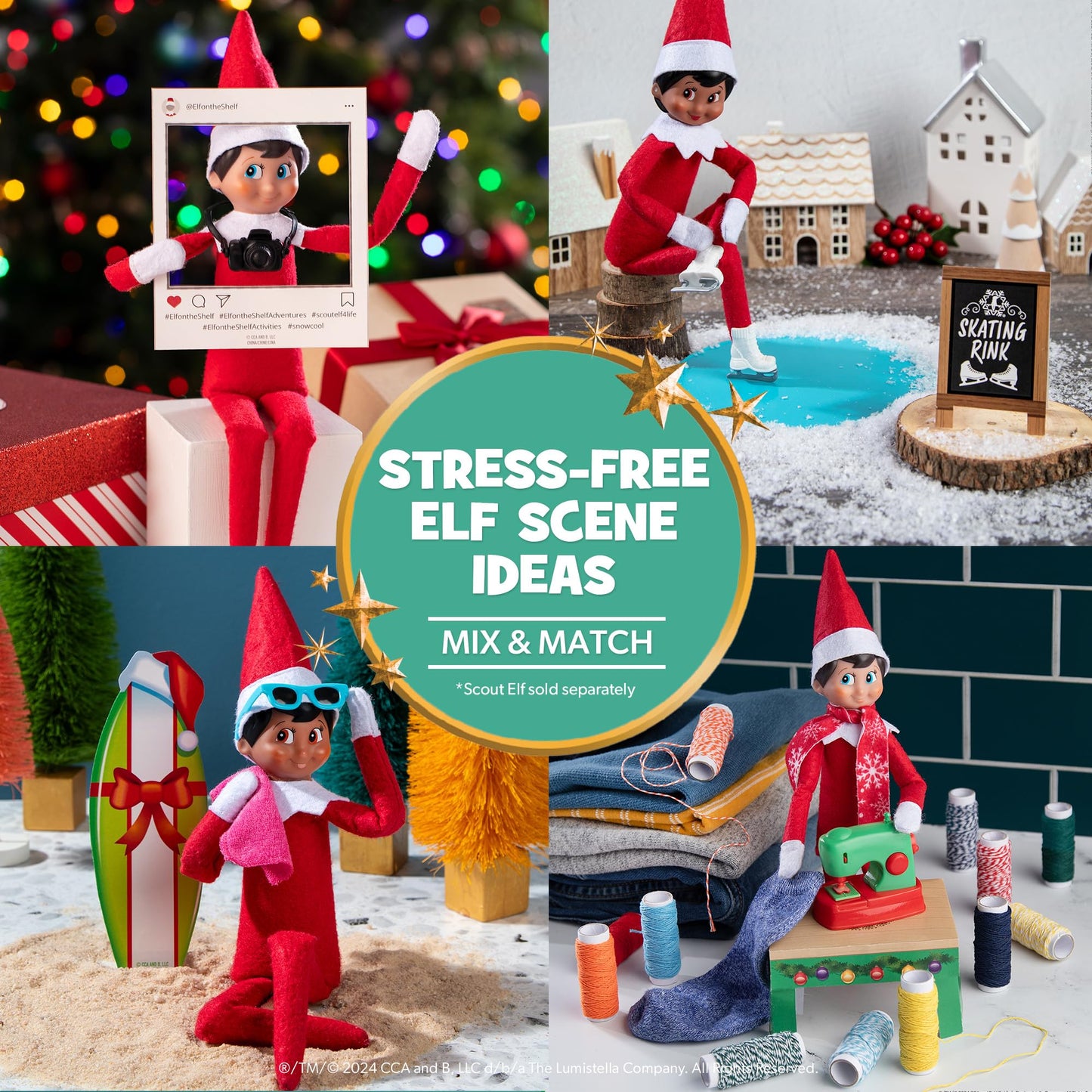 The Elf on the Shelf 24-Day Super Set Official The Elf on the Shelf Ideas for 24 Days of Elf Magic - 80+ Props, MagiFreez Standing Pants and Calendar…