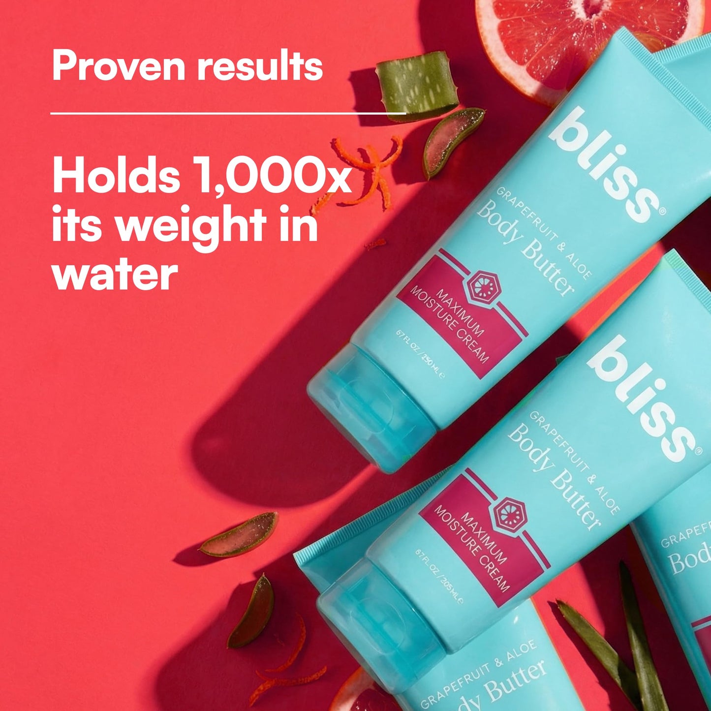 Bliss Body Butter - Grapefruit and Aloe - Maximum Moisture Cream - 6.7 Fl Oz - Body Lotion for Dry Skin - Long-Lasting Moisturizer for Women & Men
