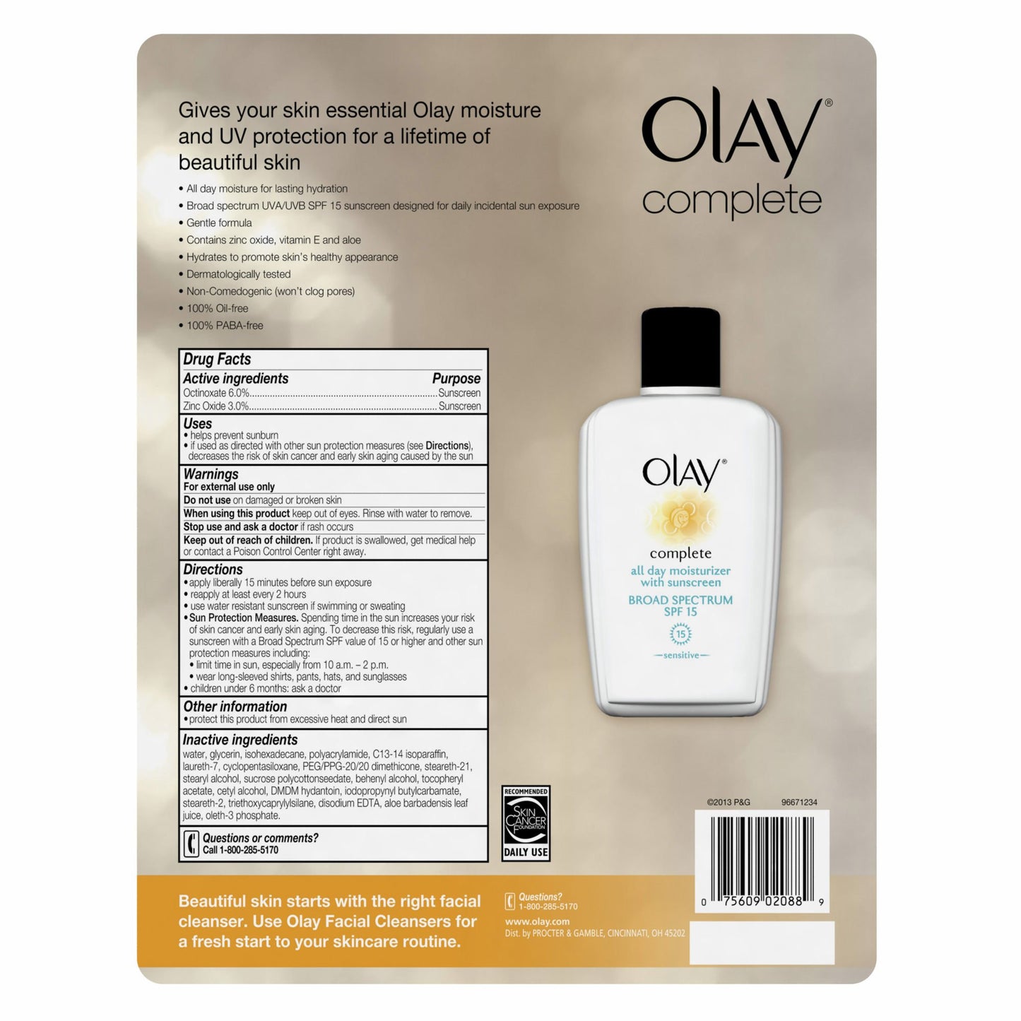 Olay Beauty Fluid Face Lotion with SPF 15-2/6 oz. bottles
