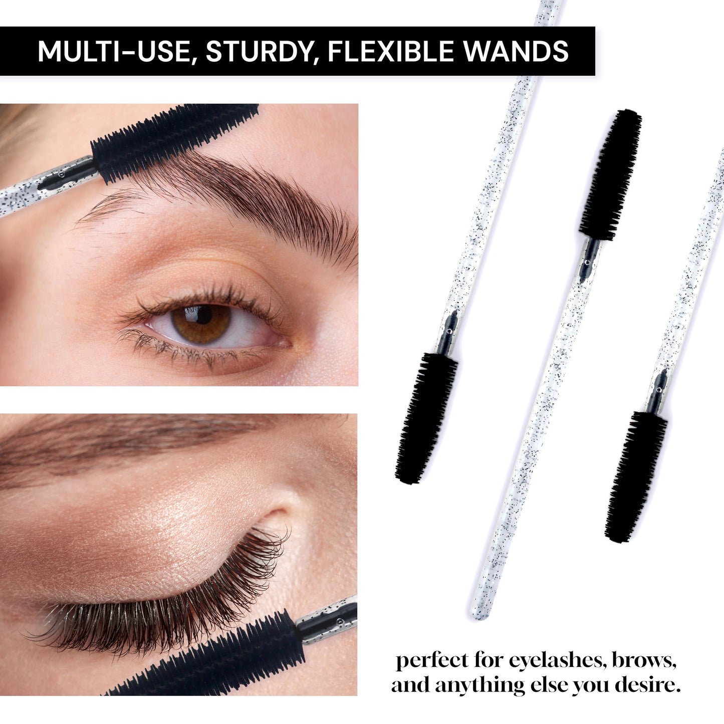 Apothie 50 Pieces Silicone Disposable Mascara Eyelash Wands - Eyebrow & Lash Extension Spoolie Brushes, Comb Separator, Microblading Tool, Applicator