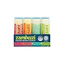 Zambeezi Fair Trade, Organic Beeswax Lip Balm - CORE 4 Pack (Wild Rose, Tangerine, Sweet Basil and Lemongrass) - Ethically Sourced