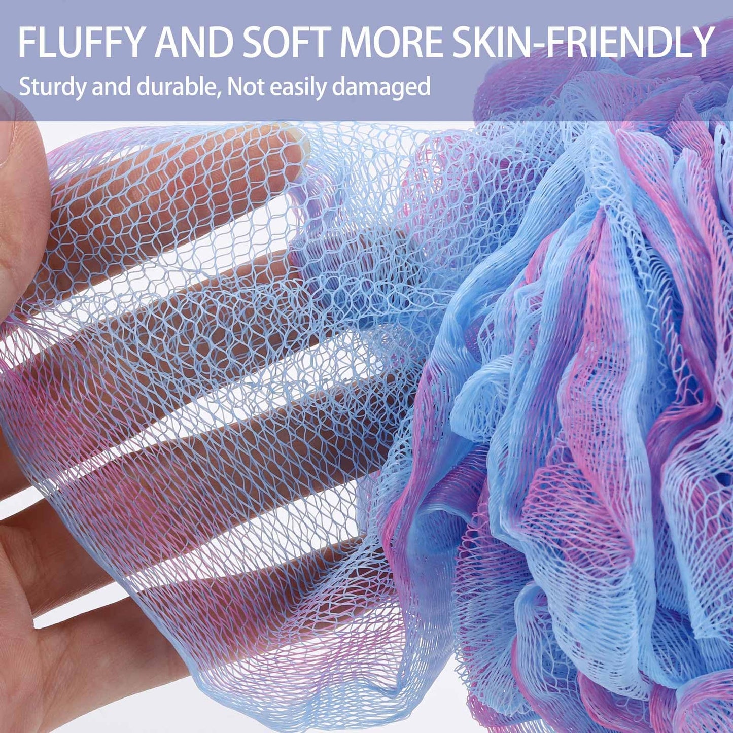 BTYMS 4Pcs Loofah Sponge 60g/pc Bath Puffs Shower Scrunchies Mesh Pouf for Shower