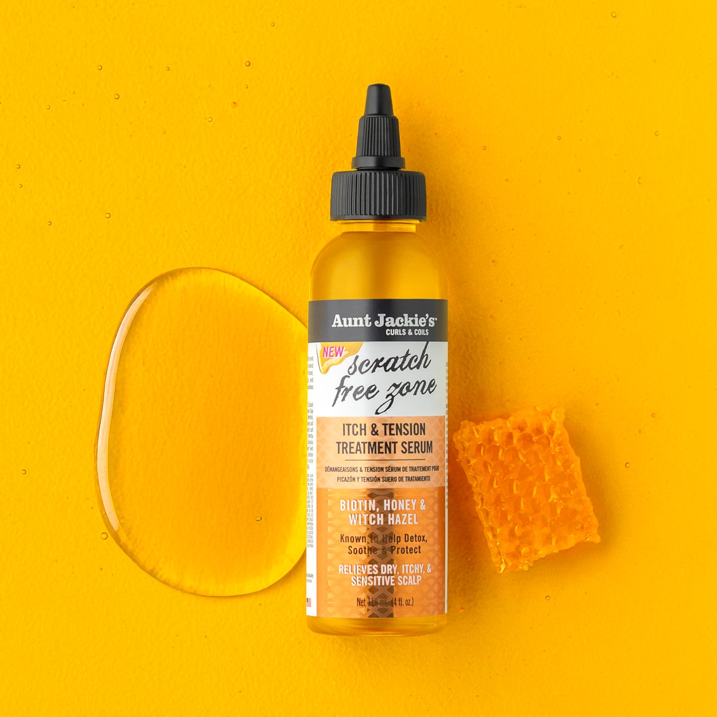 Aunt Jackie's Braid + Twist Collection Scratch Free Zone Itch & Tension Treatment Serum - Relieve Dry, Itchy Scalp with Witch Hazel, Biotin, and Honey