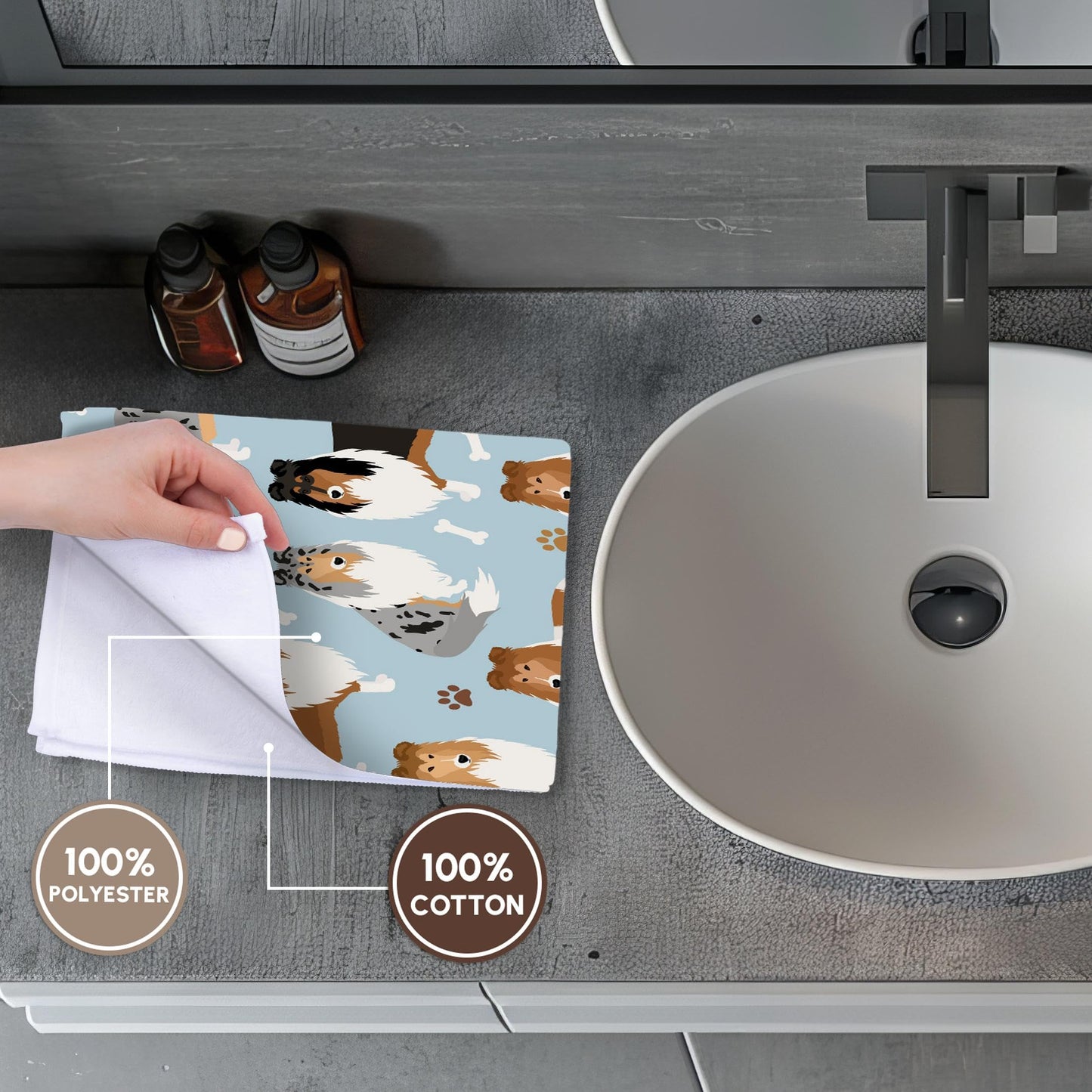 3dRose - Rough Collie Paws and Bones Dog Pattern - Towel - (twl-370538-1)