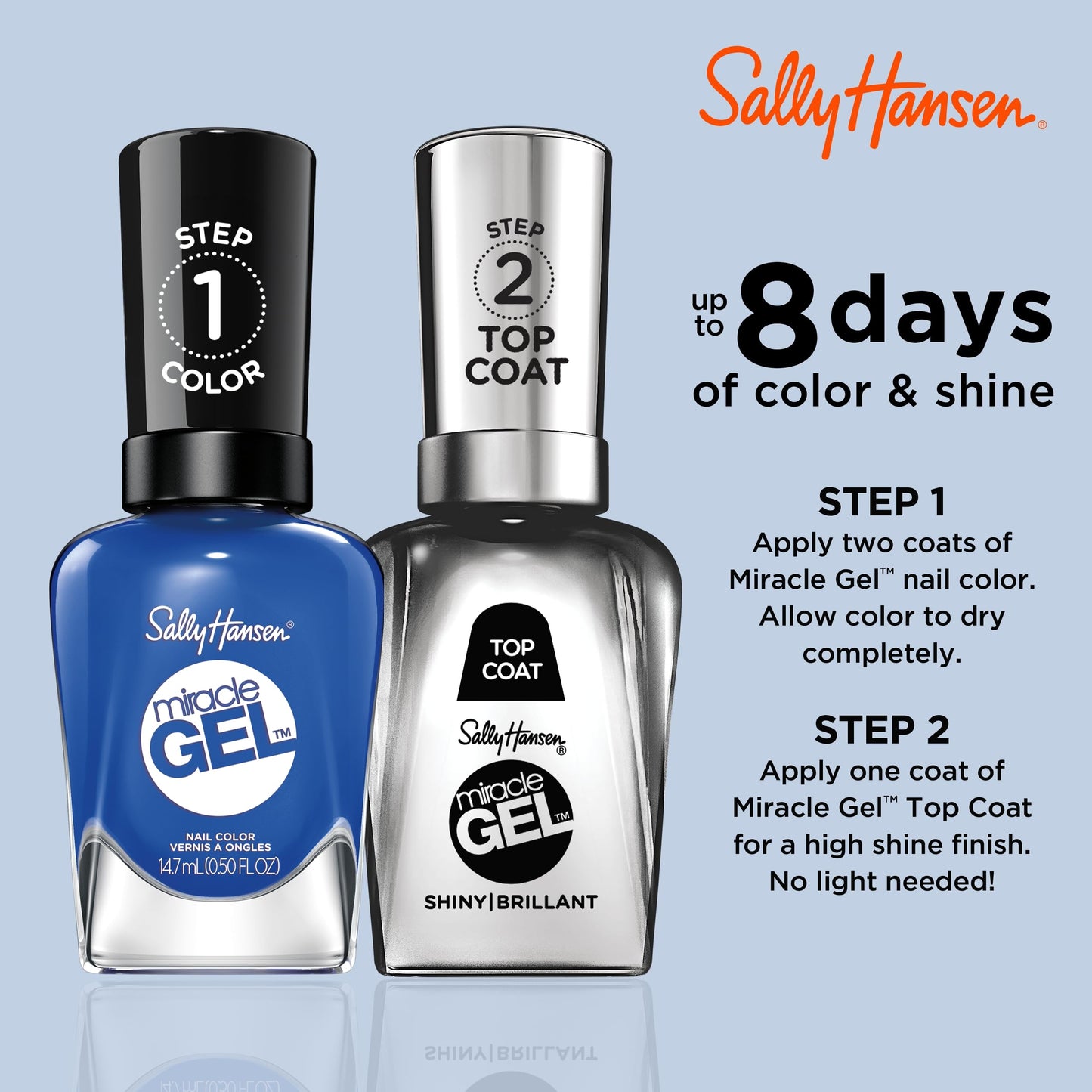 Sally Hansen Miracle Gel Salon Quality Nail Polish | Gel-Like Formula, Two-Step System, No UV Light Needed, Long Lasting | Opaque, Glossy | 619 Tidal Beauty & Personal Care Sally Hansen