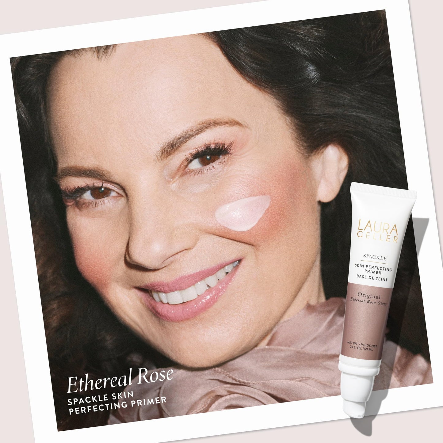 LAURA GELLER NEW YORK Spackle Primer - Ethereal Rose Glow - Super-Size 2 Fl Oz - Hyaluronic Acid Makeup Primer for Mature Skin
