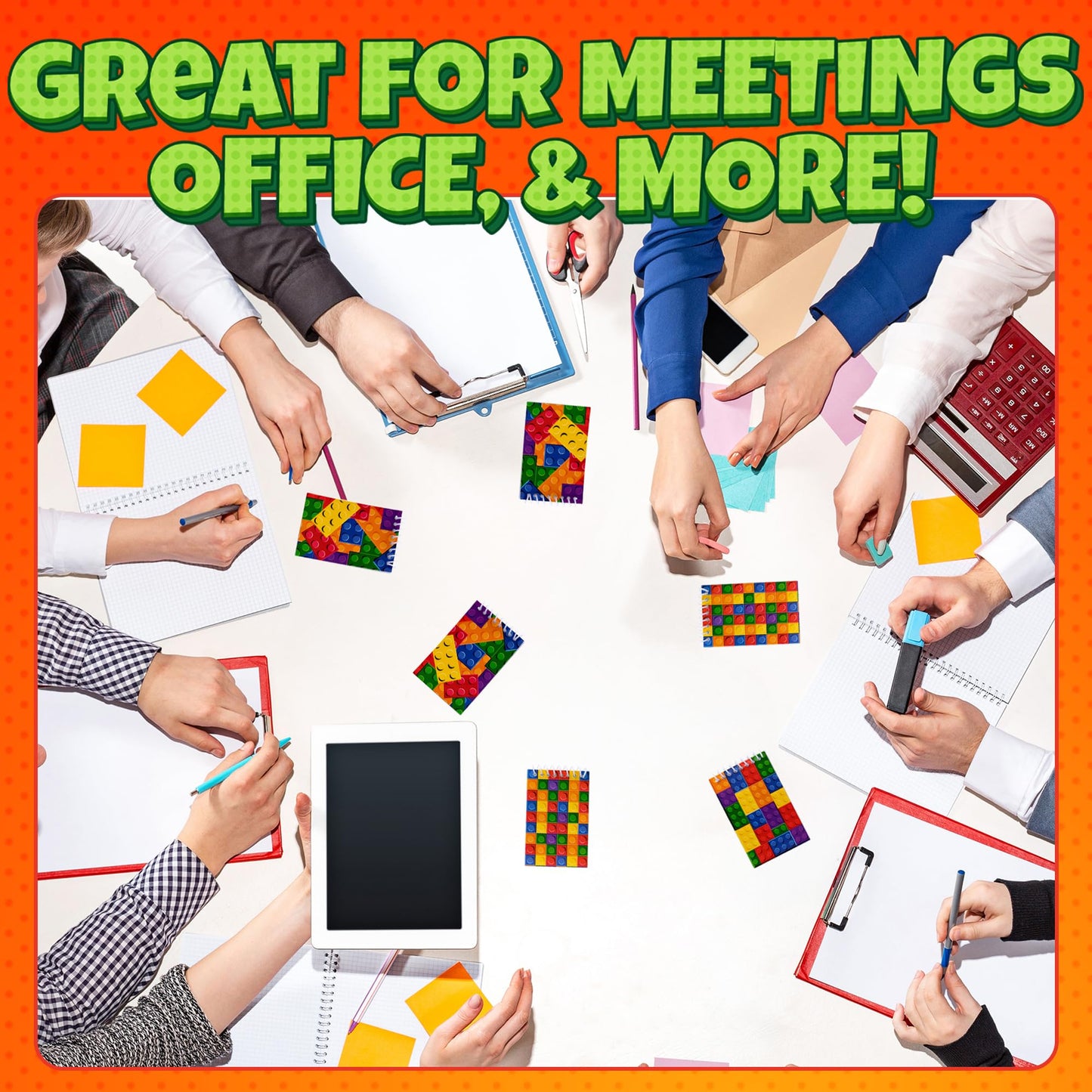 Bedwina Mini Building Block Notebooks Bulk 32 Pack – Pocket Spiral Notepads in Brick Styles, Party Favors, Goodie Bag Stuffers, Classroom Rewards