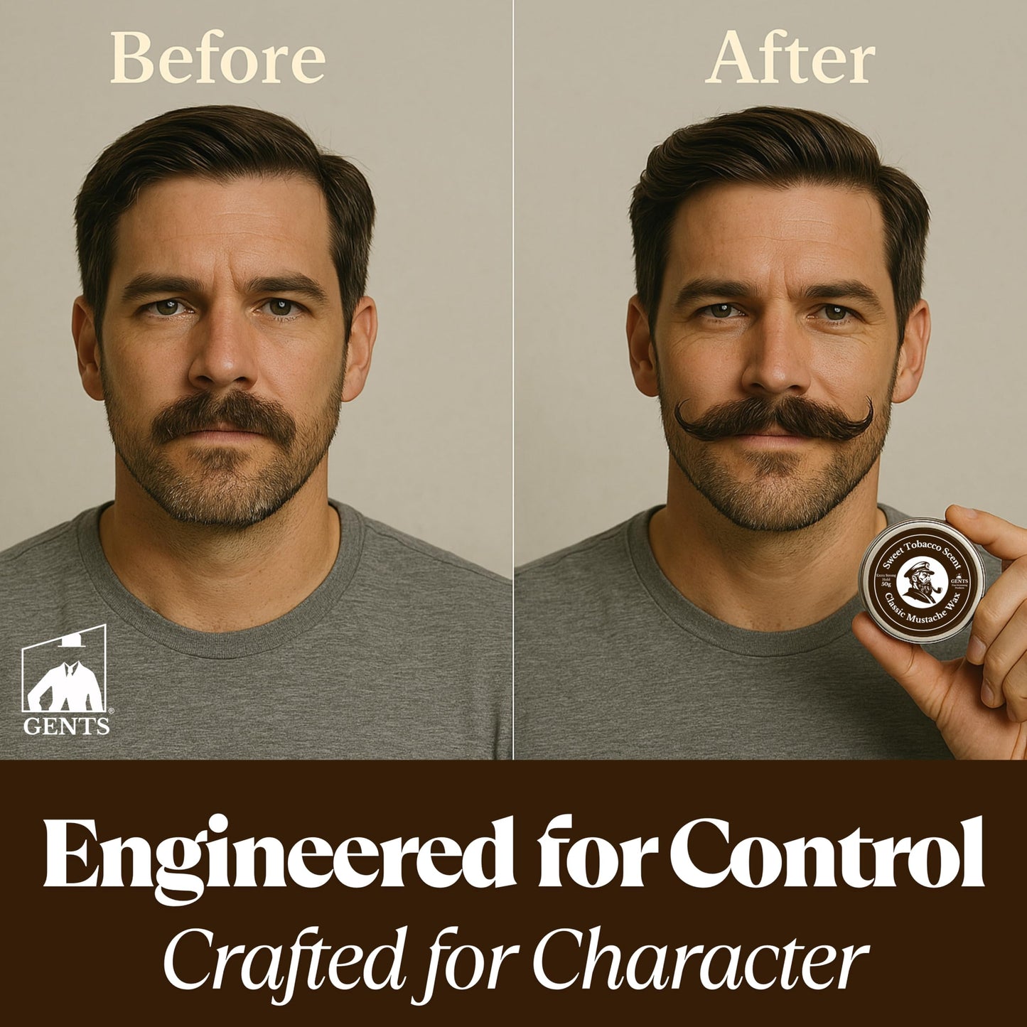 G.B.S Strong Hold Sweet Tobacco Scented Mustache Wax, Easy Application, Restyleable, long lasting hold with Styling Comb (1.7 oz) (Pack of 1, Sweet Beauty and Personal Care G.B.S