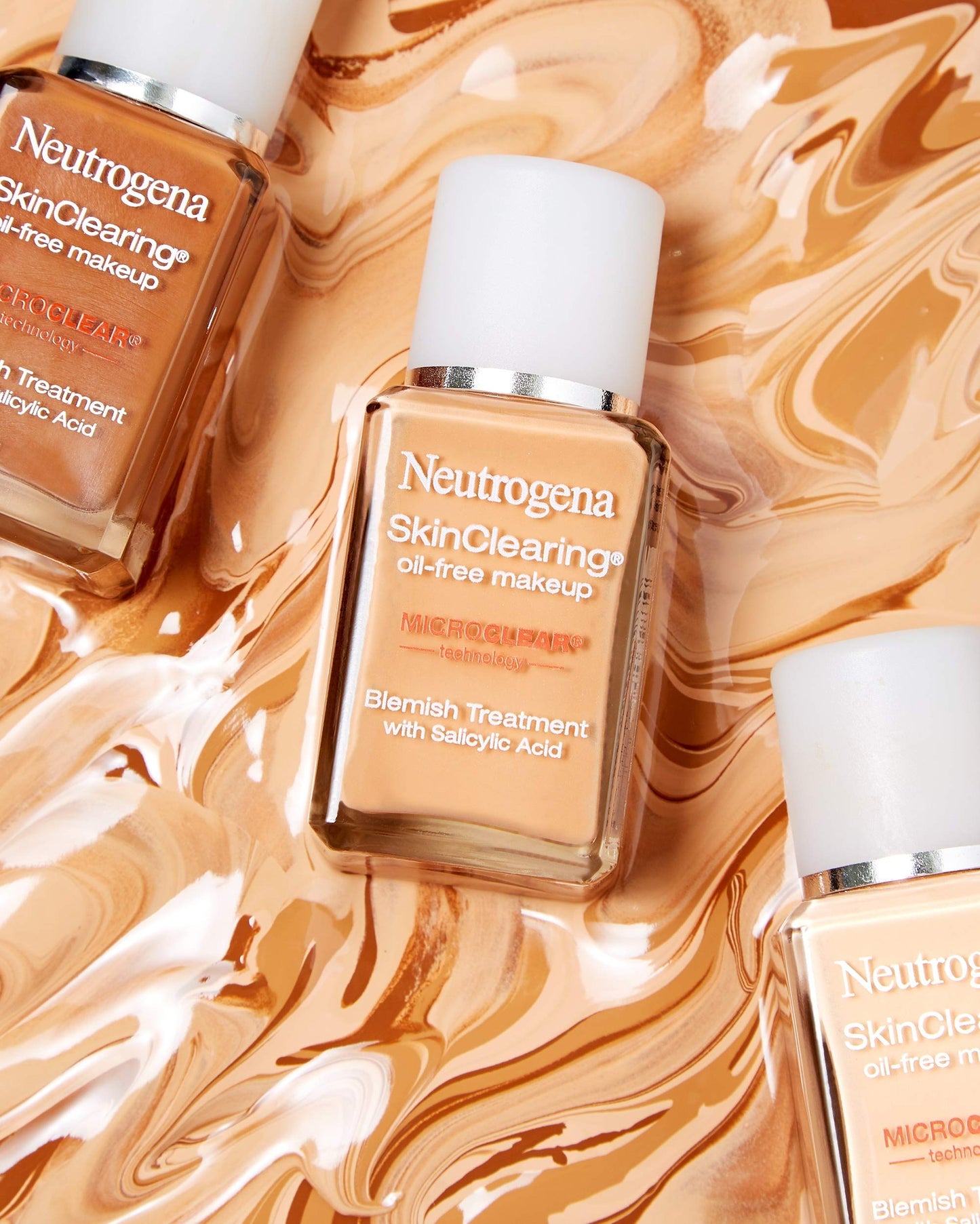 Neutrogena SkinClearing Oil-Free Acne and Blemish Fighting Liquid Foundation with Salicylic Acid Acne Medicine, Shine Controlling, for Acne Prone