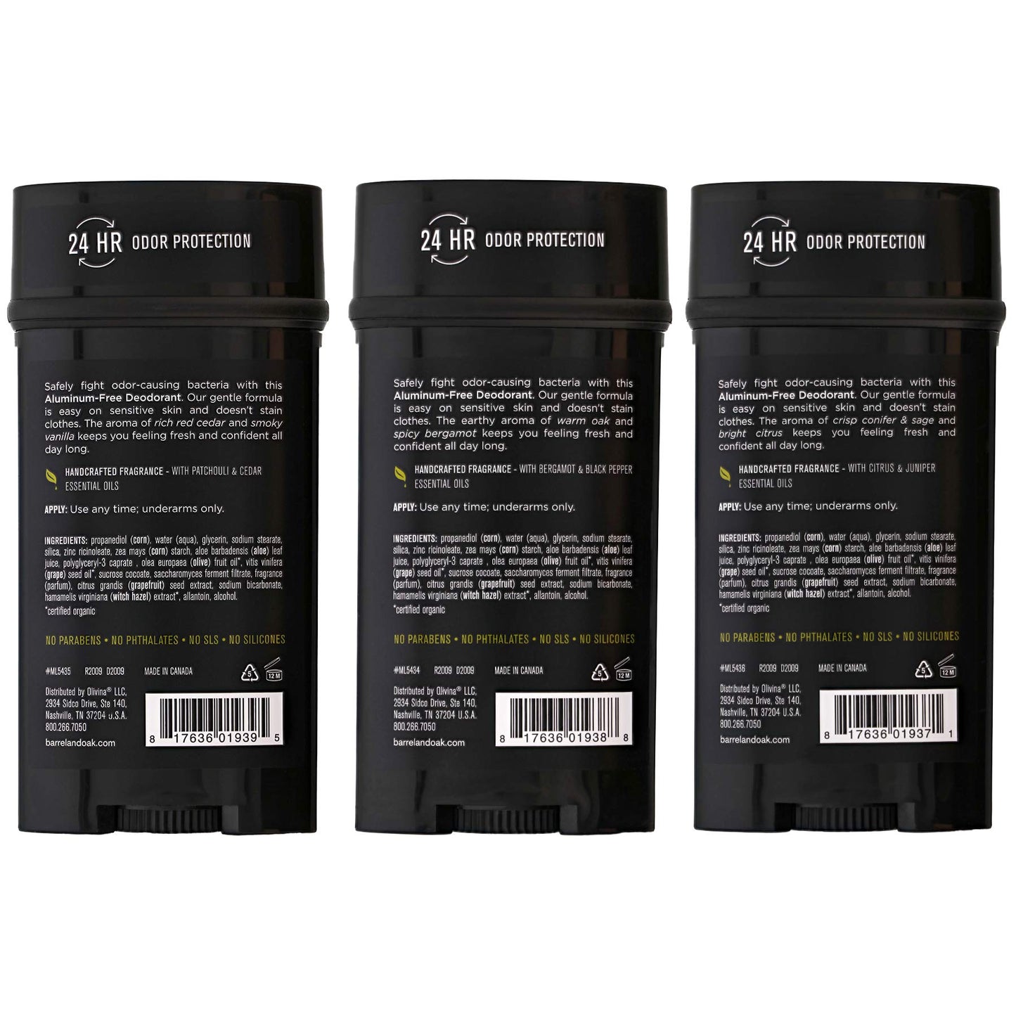 Barrel and Oak - Aluminum-Free Deodorant Variety Pack, Deodorant for Men, Natural Fragrance, 3 Essential Oil-Based Scents, For Sensitive Skin