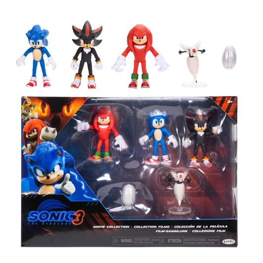 Sonic 3 Movie Action Figures – 2.5" Collector Multi-Pack with Sonic, Knuckles, Shadow, Buzz Bomber & Drone, Official Licensed Toys
