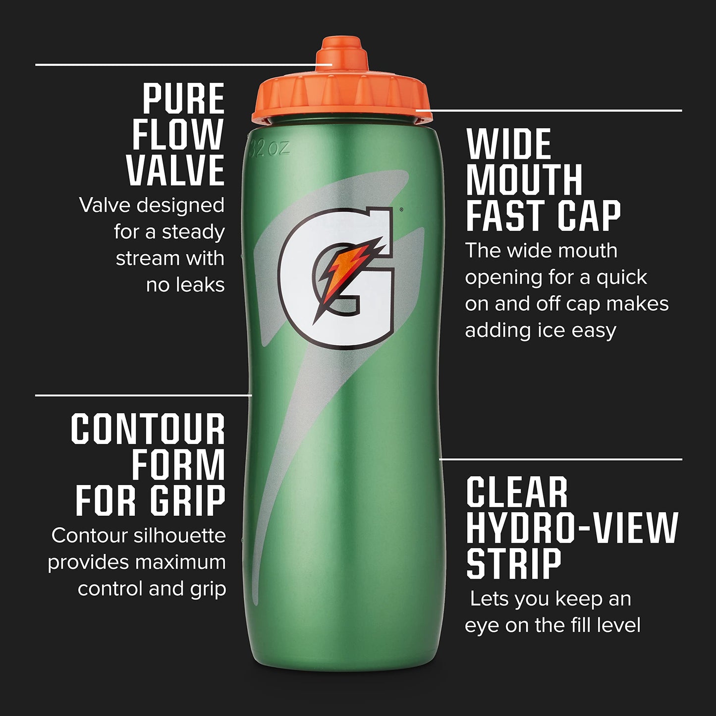 Gatorade Squeeze Bottle, Green, BPA Free, Multiple Sizes
