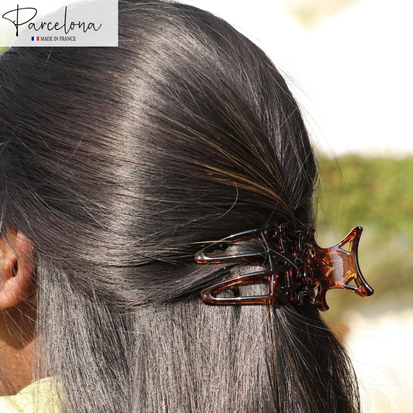 Parcelona French Intricate Celluloid Small Shell Slide in Side Slider Hair Updo Claw for Fine Hair