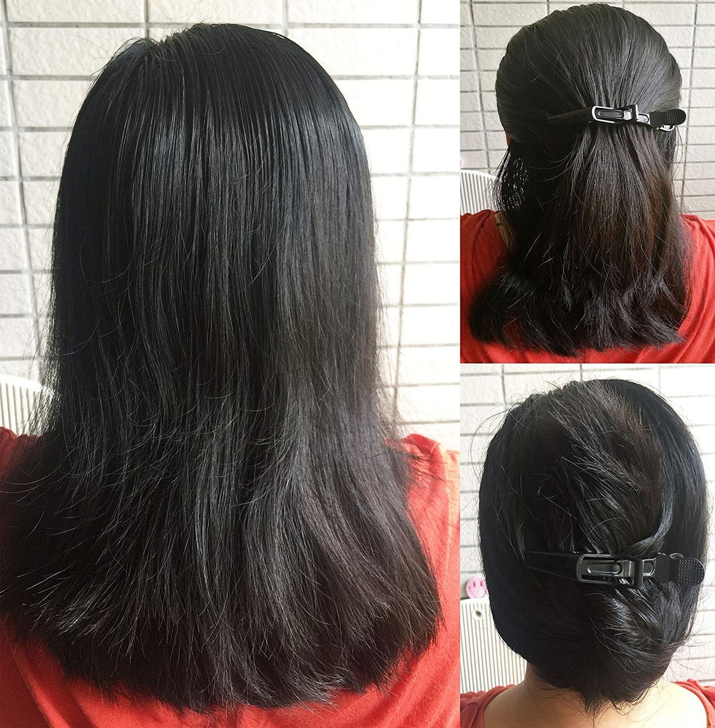 12Pcs Hair Clips for Styling Sectioning - Wide Teeth Double Hinged Design Professional Salon Quality Alligator Hair Clips (black)