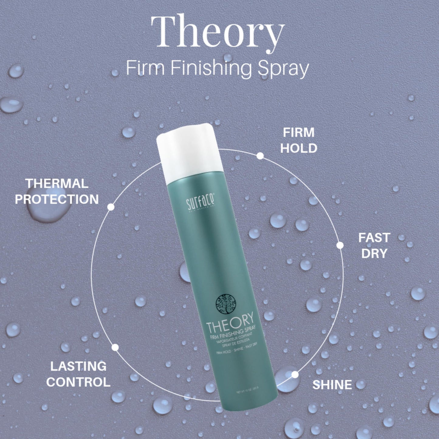 SURFACE Hair Theory Firm Finishing Spray, Strong Hold Styling Hairspray - All Day and Night Lasting Control,10 oz (Packaging may vary)