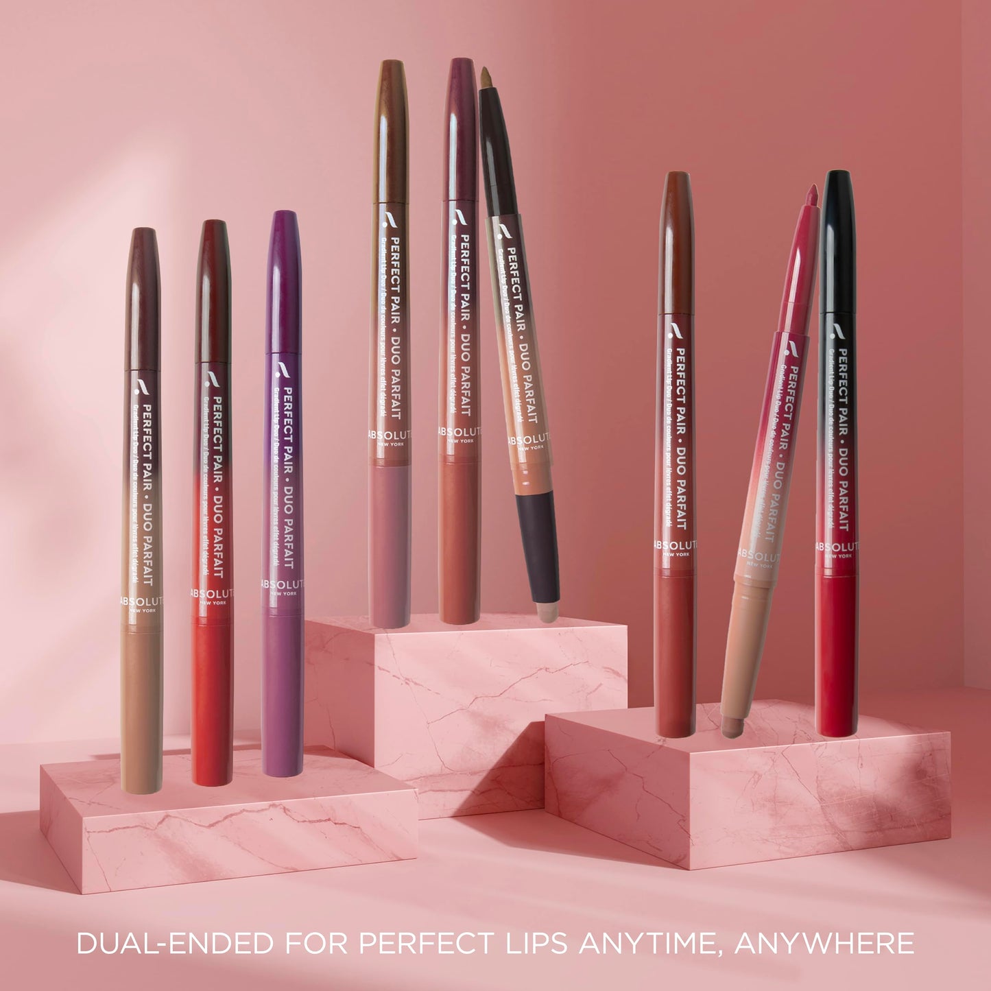 Absolute New York ALD05 Perfect Pair Lip Duo, Fuller and Poutier Lips, Deeper Shade For Lip Contouring, Satin Lipstick and Lip Liner