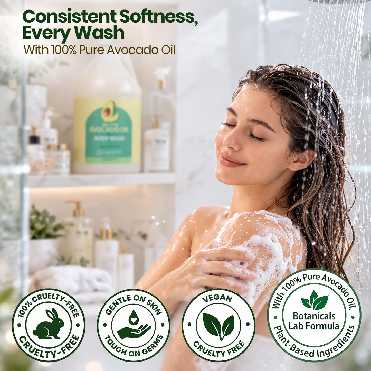 Ginger Lily Farms Botanicals 100% Pure Avocado Oil Body Wash for All Skin Types, 100% Vegan & Cruelty-Free, 1 Gallon (128 Fl Oz) Refill