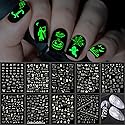 TailaiMei 9 Sheets Halloween Nail Stickers Glow in The Dark, Fluorescent Design Nail Decals, Self-Adhesive DIY Nail Art Tips for Women Manicure