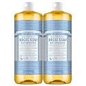 Dr. Bronner's Magic Soap-Pure-Castile Liquid Soap (Baby Unscented, 32 ounce, 2-Pack)-Regenerative Organic Certified Oils, 18-in-1 Uses: Body, Laundry