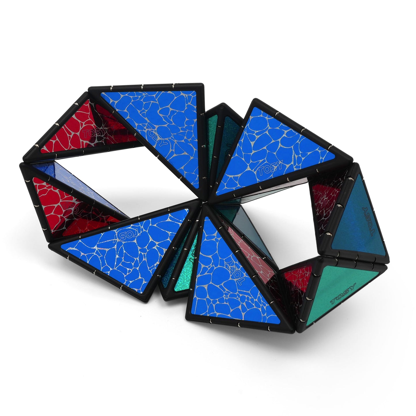 TOSY Magnet Pyramid Stone – STEM Puzzle Toy with 243 Rare Earth Magnets, 14 Pcs, 1 Cube Creates 1 Billion Shapes, Holographic Design