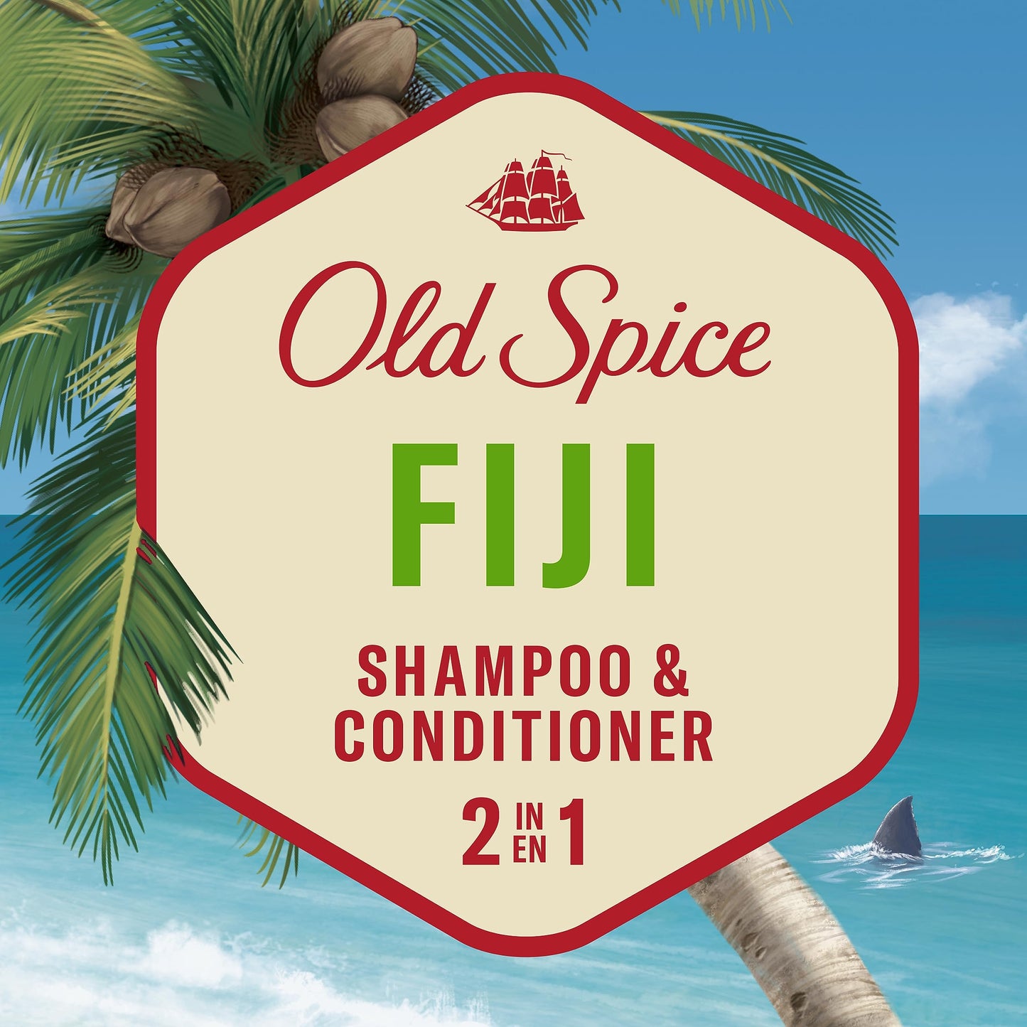 Old Spice Fiji 2-in-1 Shampoo and Conditioner for Men, 22 Fl Oz