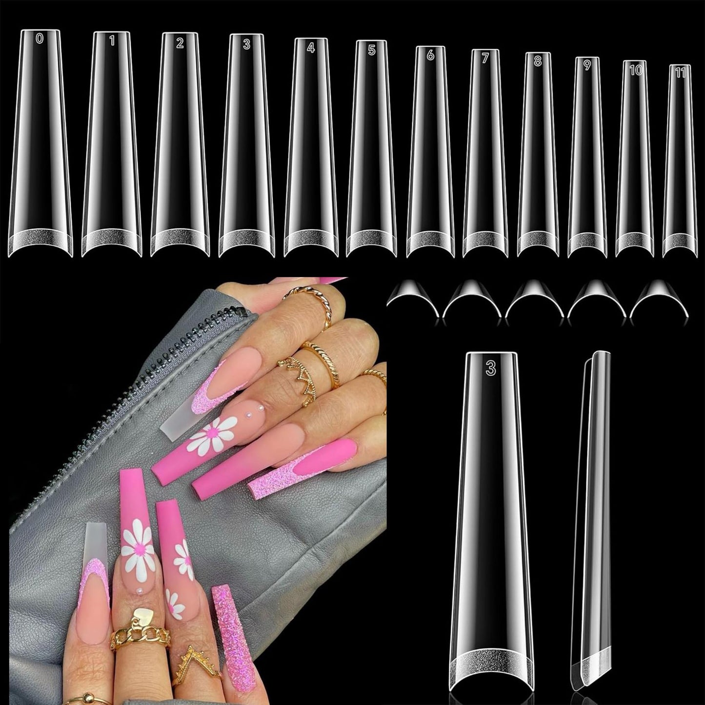 2XL Coffin Nails Tips - Luckyfairy XXL 120Pcs Half Cover Gel Nail Tips Straight Long Coffin Acrylic Nails Clear No C Curve Nail Tips For Nail Art Beauty and Personal Care Luckyfairy Default Title