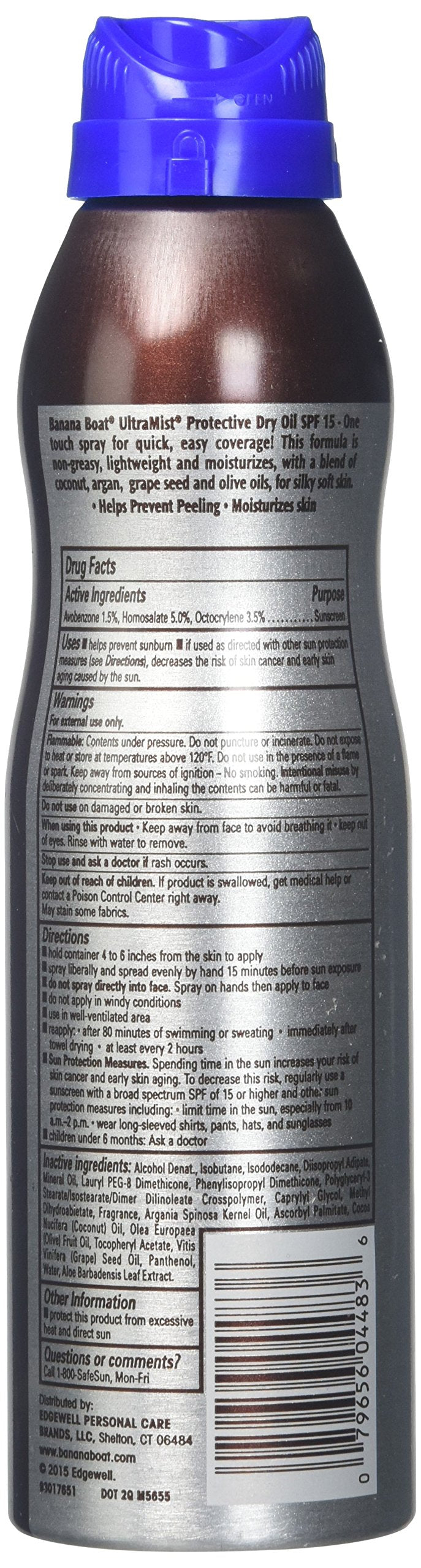 Banana Boat UltraMist Protective Dry Oil Spray SPF 15 Sunscreen 6 Ounce