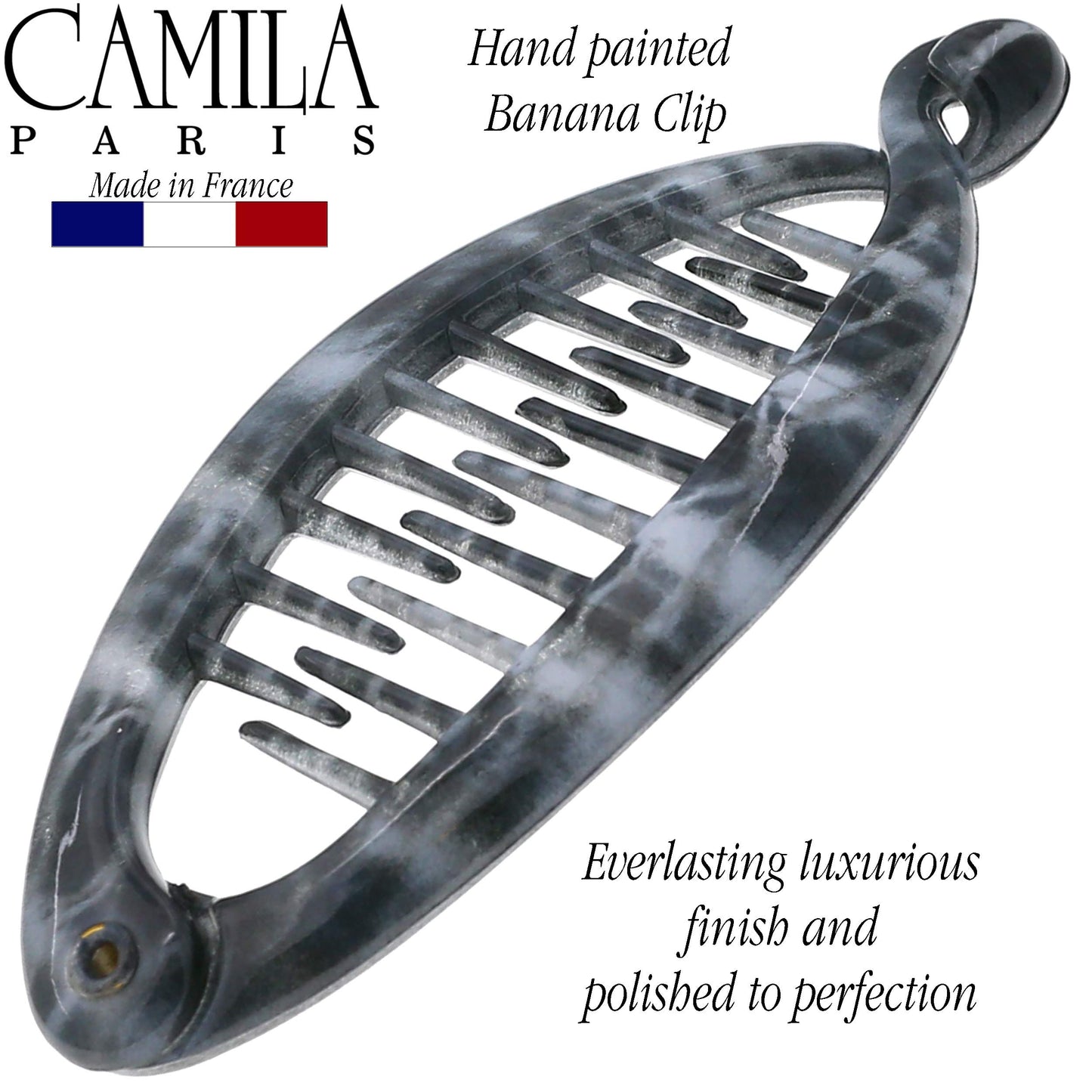 Camila Paris CP3103 French Extra Small Banana Clip Hair Comb for Fine Hair, Classic Banana Clips Hair for Thin Hair Ponytail Holder Interlocking