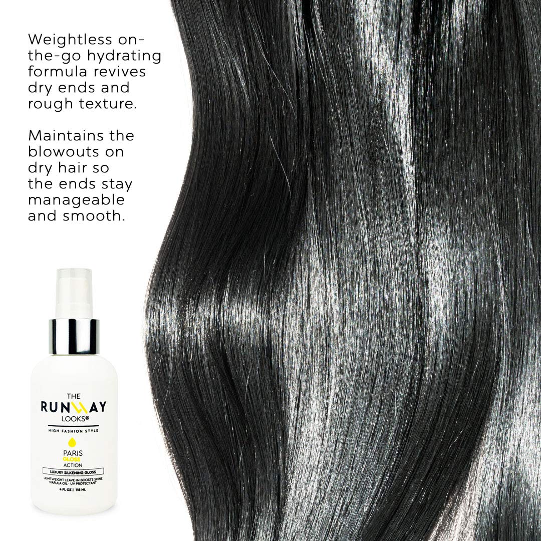 The Runway Looks Gloss Luxury Silkening Sheen, Marula Oil Infused Leave-In Spray to Boost Shine & Softness, Non-Greasy Formula (4oz)