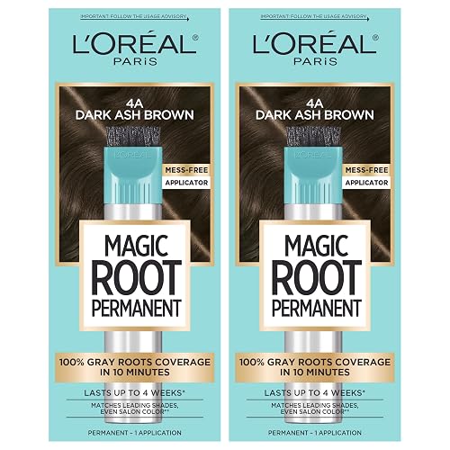 L'Oreal Paris Magic Root Permanent Hair Color Kit, 100% Gray Hair Coverage In Just 10 Minutes, Precision Brush Applicator for Seamless Application, 4A