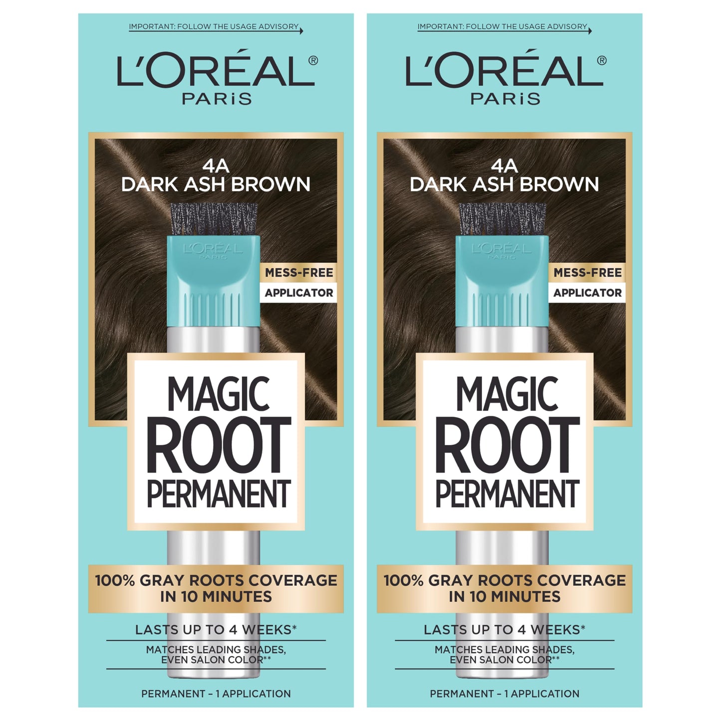 L'Oreal Paris Magic Root Permanent Hair Color Kit, 100% Gray Hair Coverage In Just 10 Minutes, Precision Brush Applicator for Seamless Application, 4A