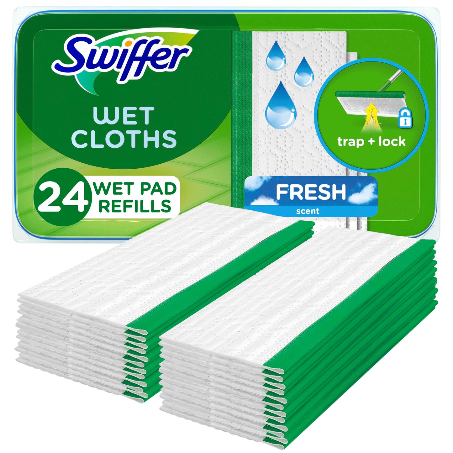 Swiffer Sweeper Wet Mopping Cloths, Mops for Floor Cleaning, Open-Window Fresh, 24 Count