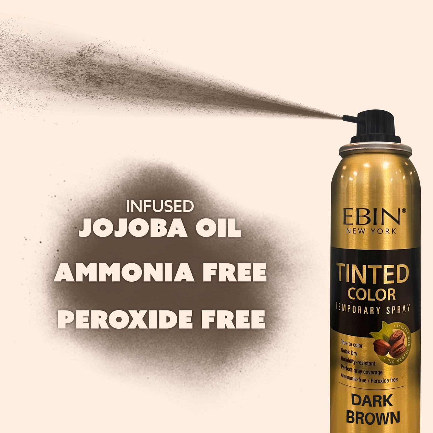 Tinted Color Temporary Root Touch Up Hair Spray 3.38oz /Dark Brown - Perfect Gray Coverage, Quick Dry, Humidity-Resistant, Infused With Jojoba Oil