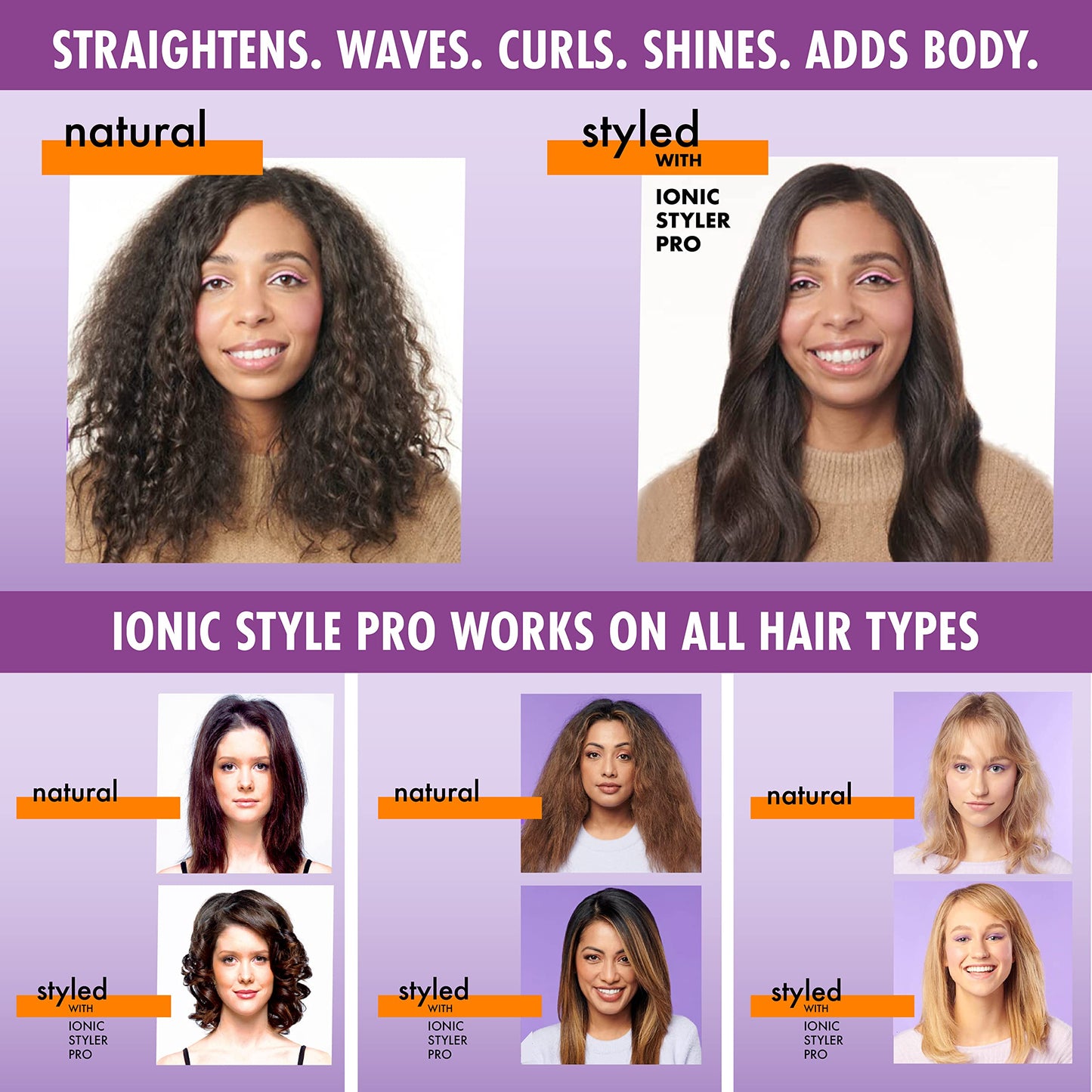 Instyler Pro Hair Straightener, 2 in 1 Ceramic Flat Iron Hair Straightener & Hot Brush for Added Volume and Waves, Auto Safety Shut Off, Cool Touch
