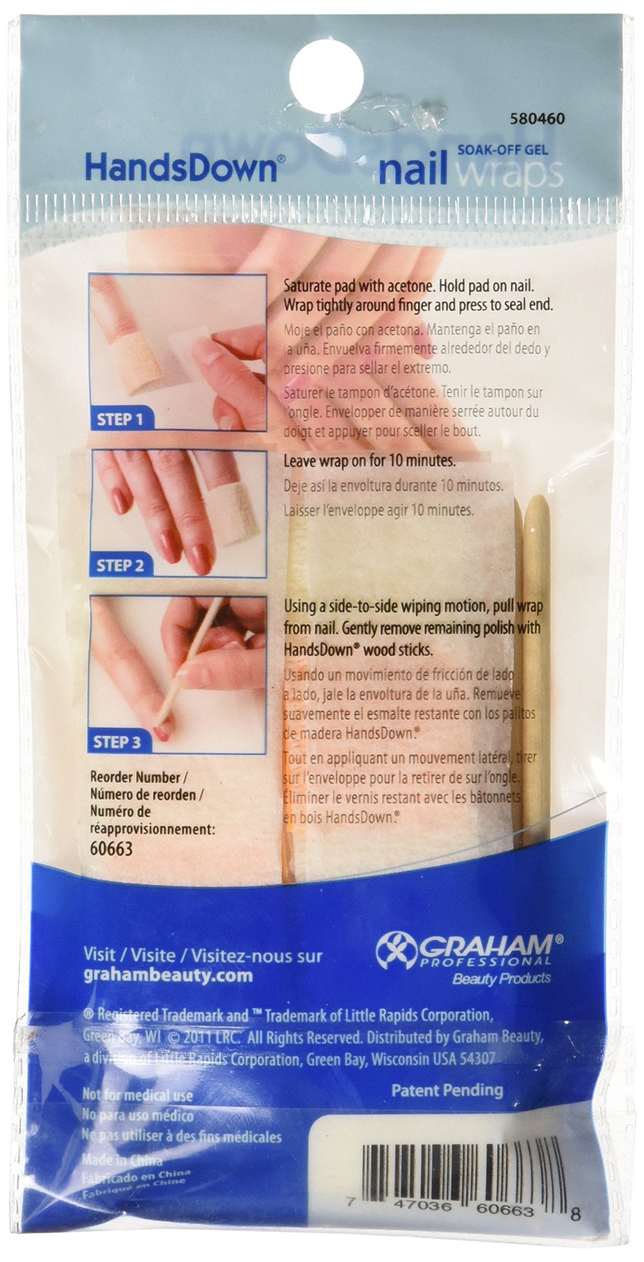 Graham Hands Down Nail Soak Off Gel Wraps, 10 Count