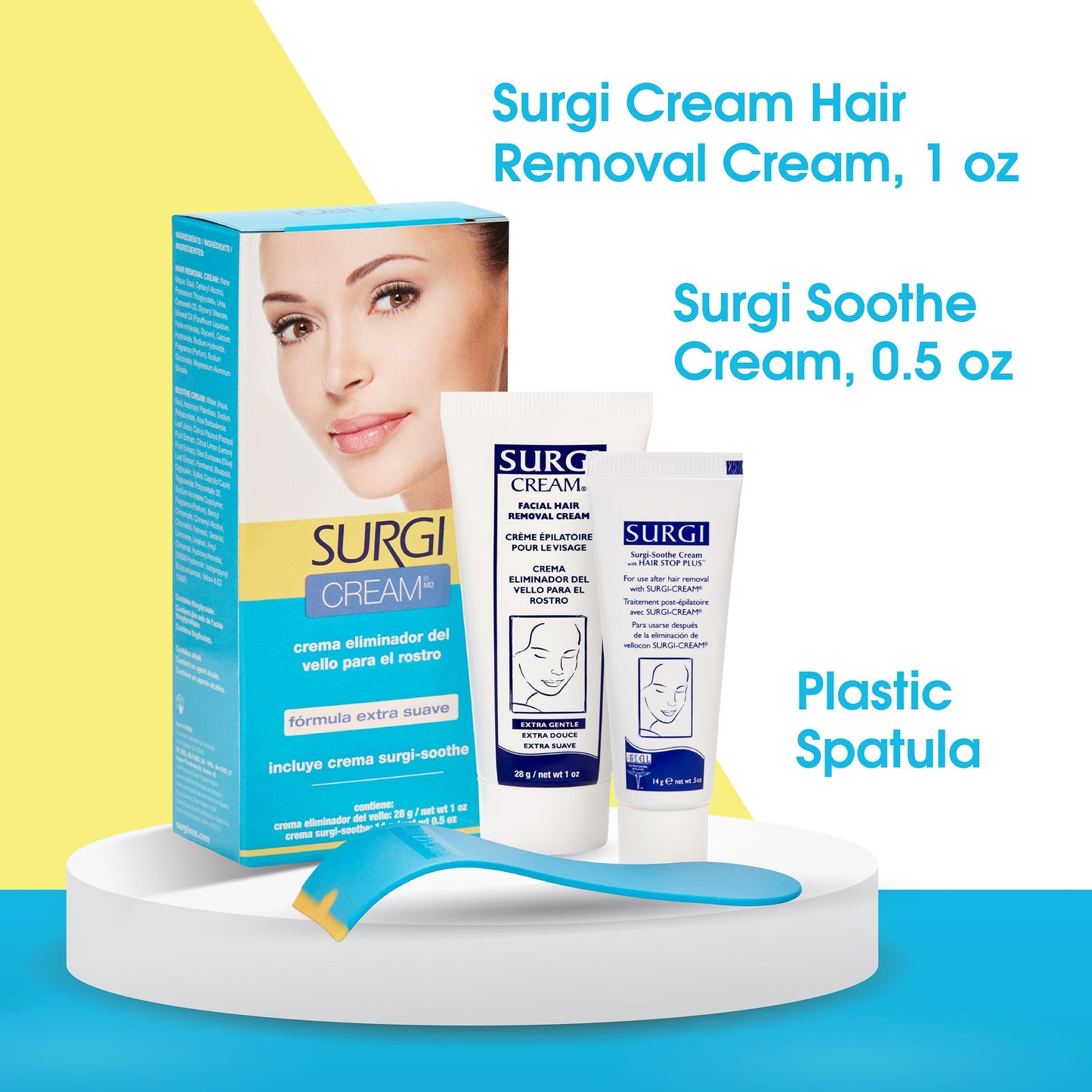 Surgiwax Facial Hair Removal Cream for Women - Depilatory Cream for Face, Neck, & Sensitive Skin, Professional Hair Remover, 1 oz