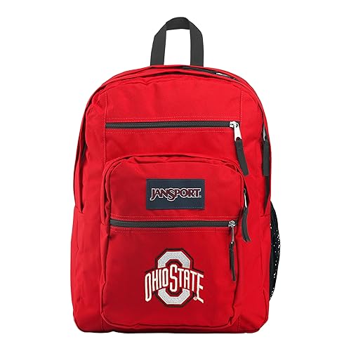 JanSport NCAA Officially Licensed Backpack, Ohio State Buckeyes, Big Student with Padded 15-Inch Laptop Sleeve, 2 Compartment Computer Bag with Bottle Pocket & Haul Handle, Book Rucksack, Red Tape