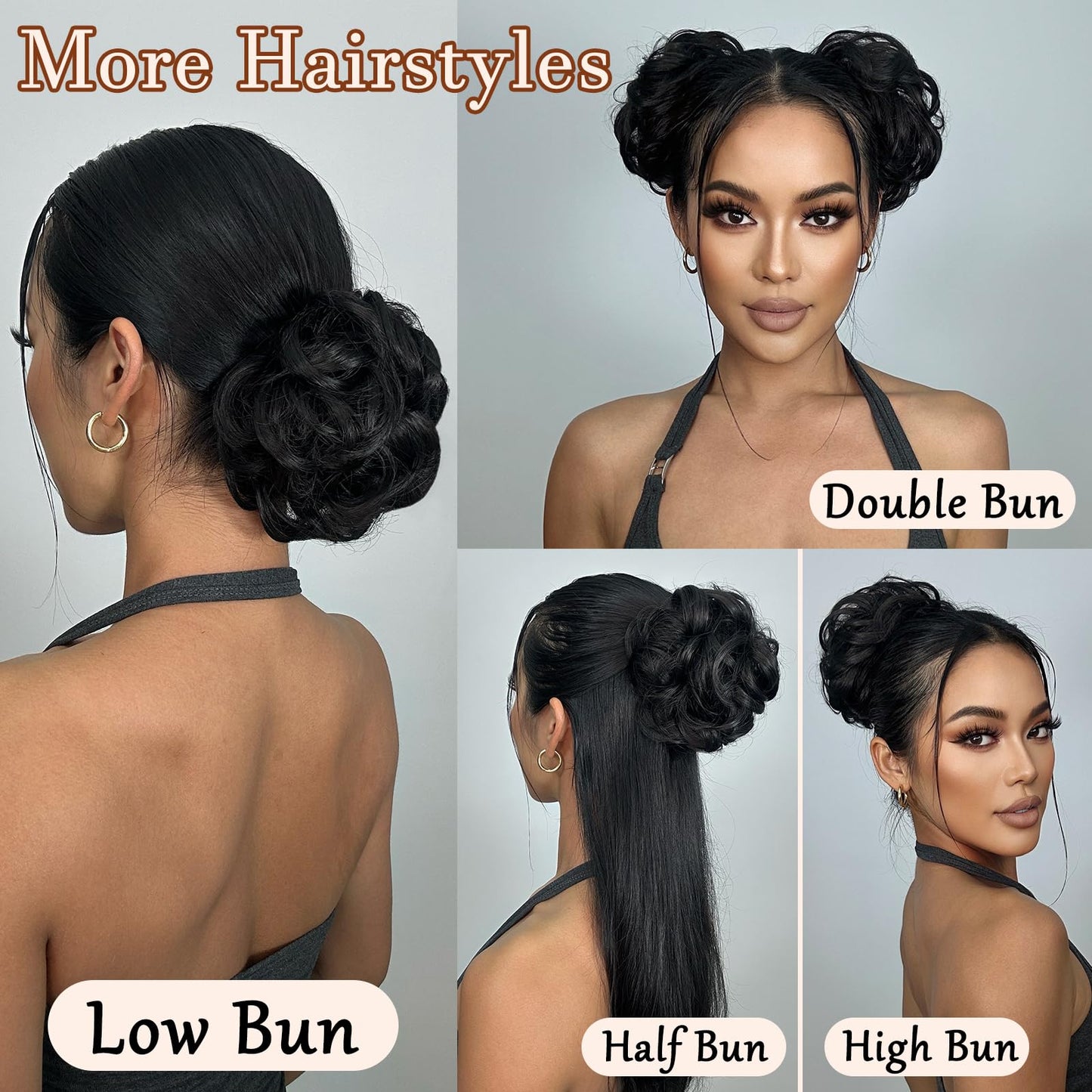 MORICA Messy Hair Bun Hair Scrunchies Extension Curly Wavy Hair Synthetic Chignon Hairpieces for Women(Dark Auburn) Beauty and Personal Care MORICA