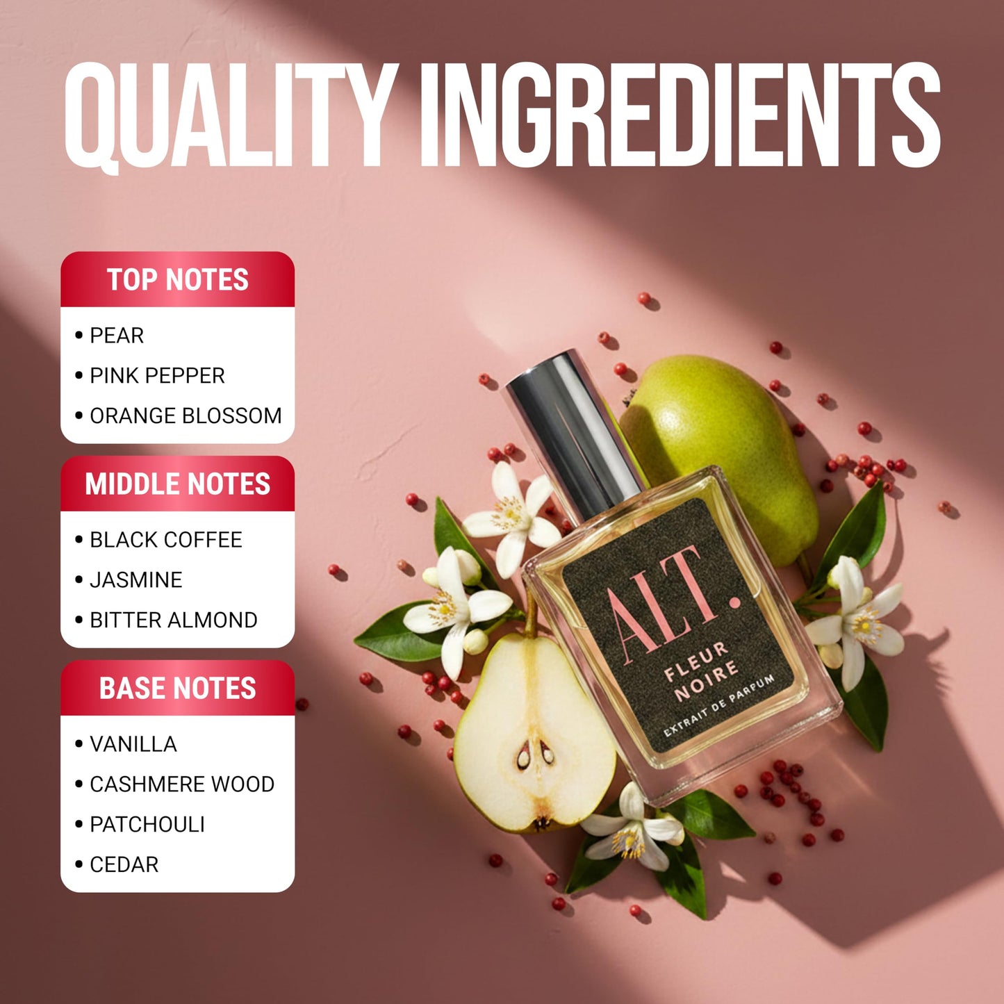 ALT. FRAGRANCES Fleur Noire - Inspired by Blk Opiu.m Perfume for Women, Extrait de Parfum, Long Lasting Fragrance with Coffee, Jasmine & Vanilla Beauty and Personal Care ALT. FRAGRANCES