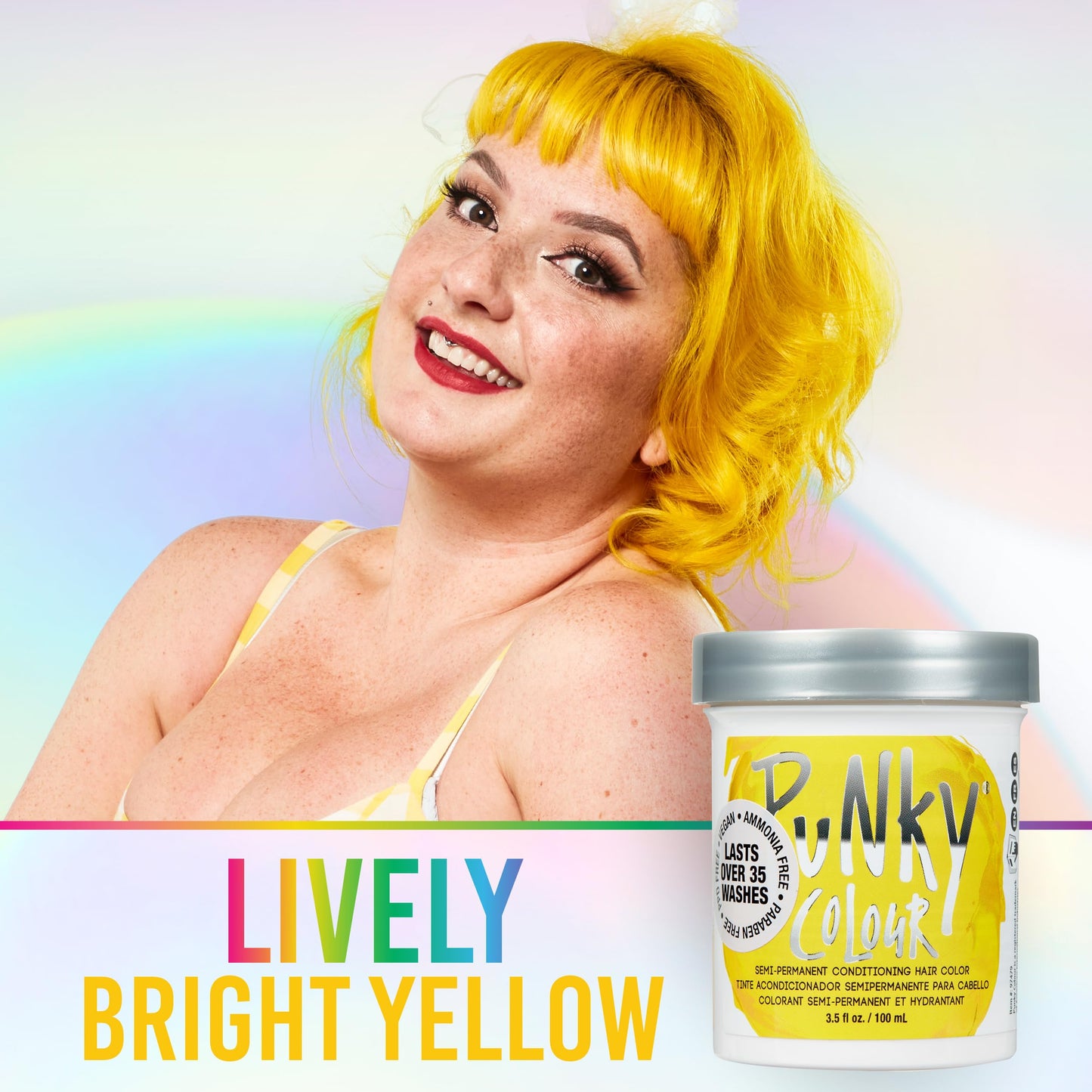 Punky Bright Yellow Semi Permanent Hair Color - Vegan & Cruelty-Free Conditioning Hair Dye, Lasts Up to 35 Washes, 3.5 fl oz