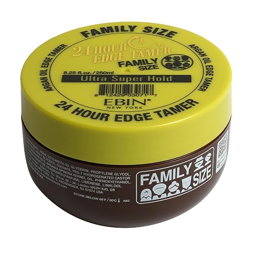 EBIN NEW YORK 24 Hour Edge Tamer, Ultra Super Hold, 8.25 Oz - No Flaking, No White Residue, Shine and Smooth texture with Argan Oil and Castor Oil