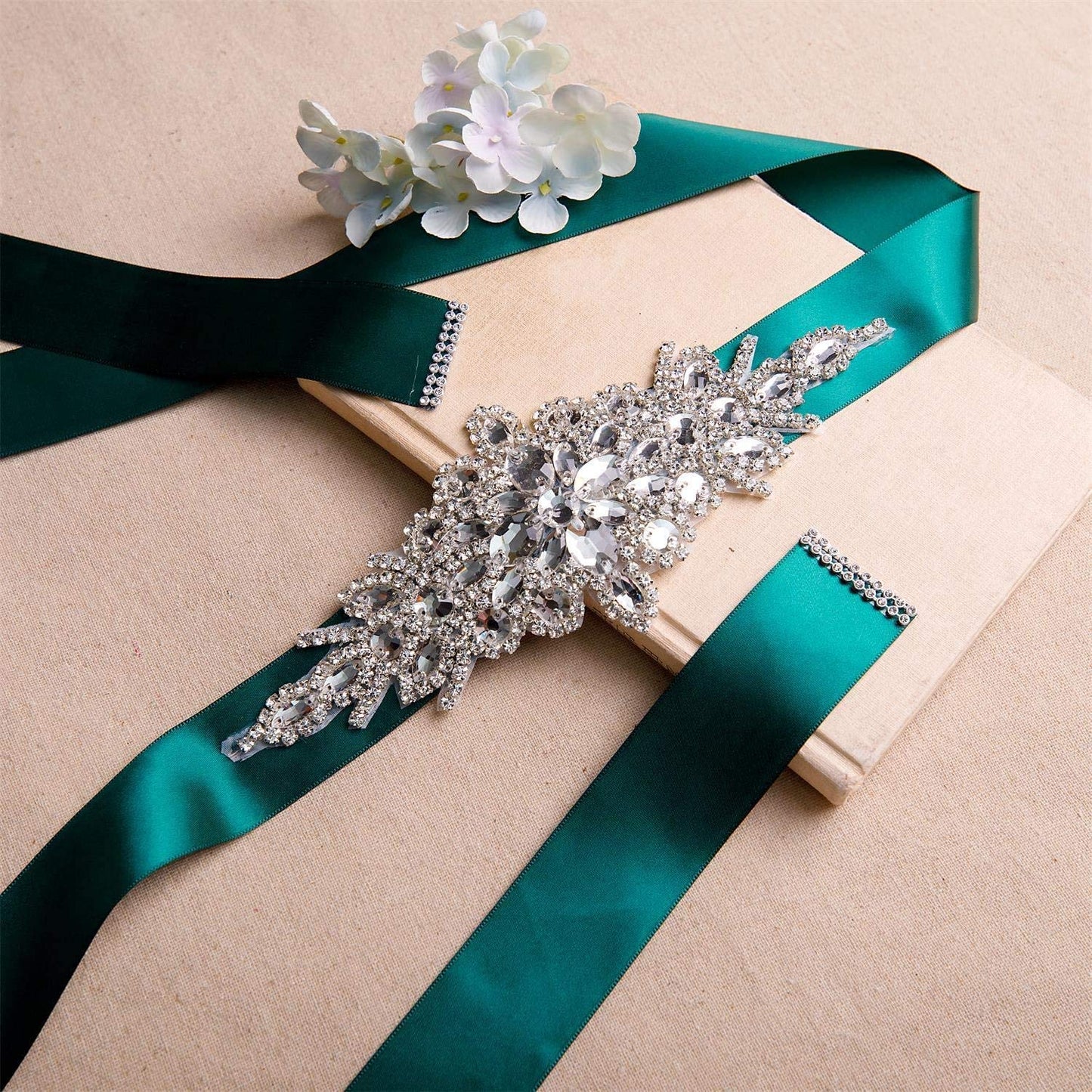 Ulalaza Women Prom Evening Dress Decorative Waistband Bridal Crystal Sashes Wedding Belt Sash with Rhinestones