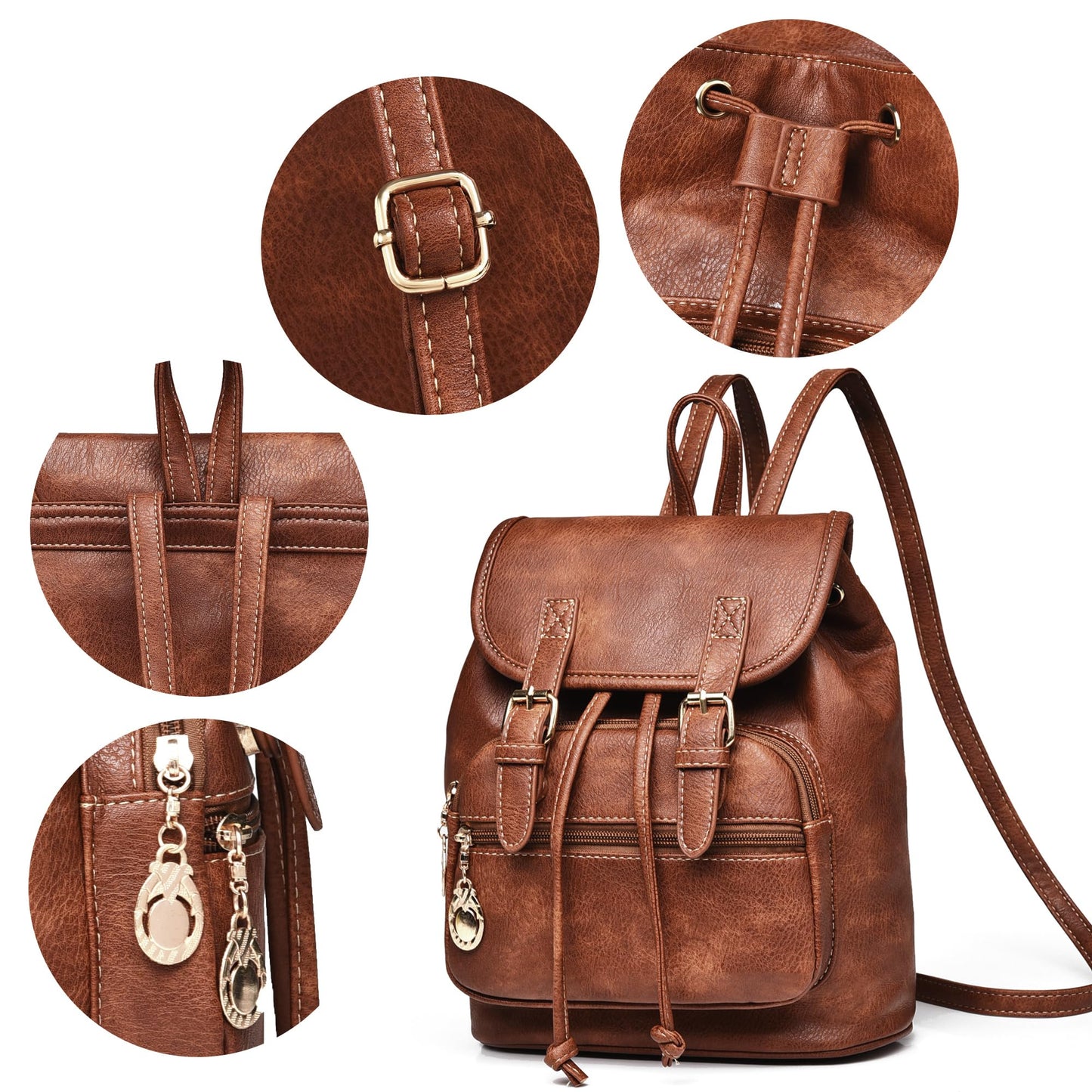 Dora & Liz Mini Backpack Purse for Women Leather Fashion Cute Small Backpacks Lightweight