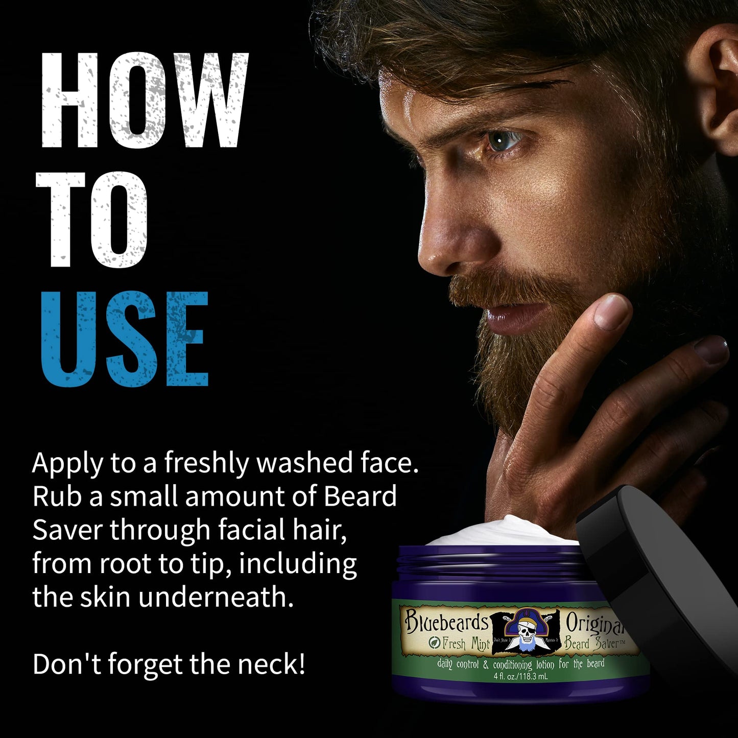 Bluebeards Original Beard Balm Leave-in Conditioner - 4 oz Fresh Mint Beard Saver Softener for Men with Aloe & Peppermint Oil Deeply Conditions