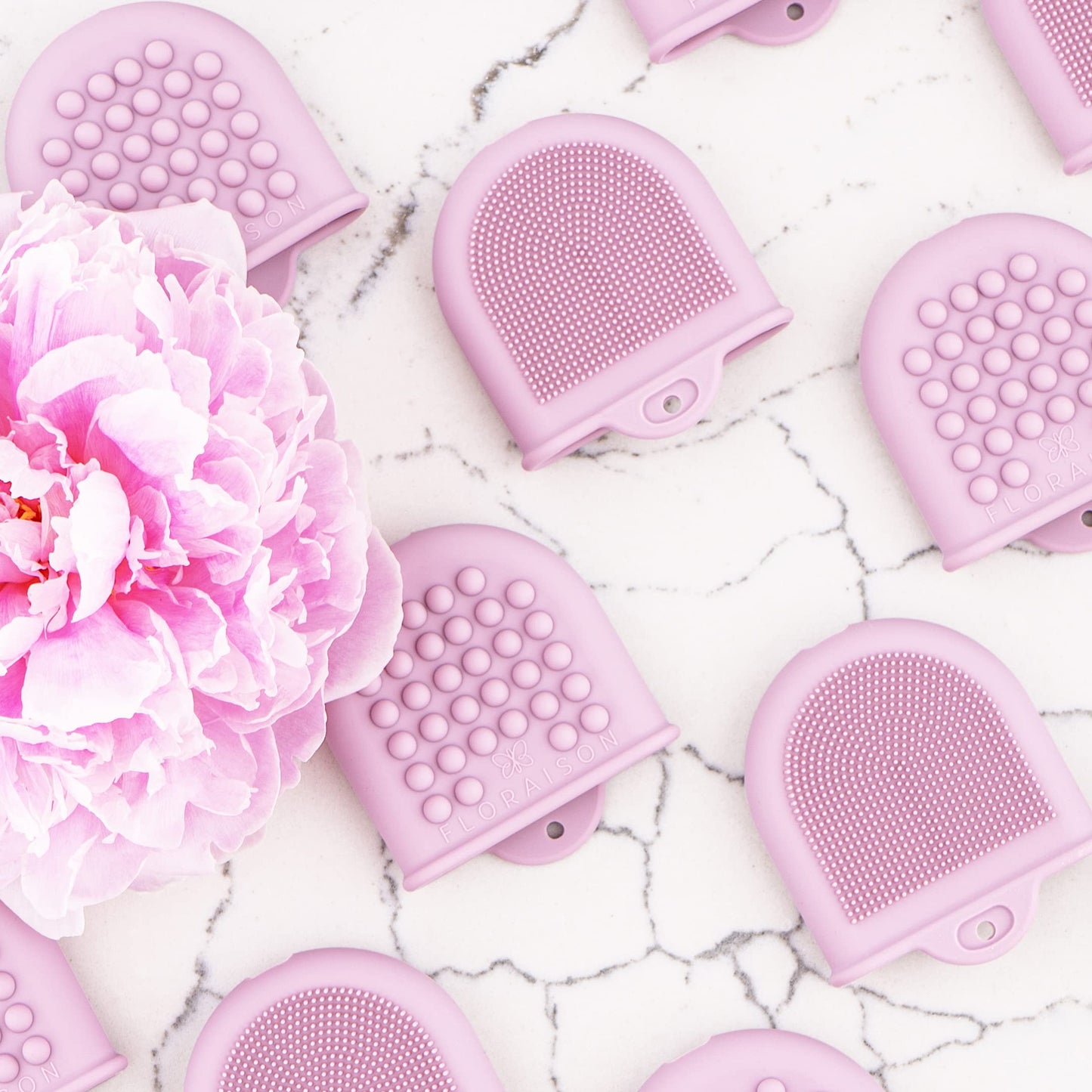 2 Mini Gloves Mini Glow Soft Silicone Facial Cleansing Brush and Face Massager Luxury Skincare Gift (Pink)