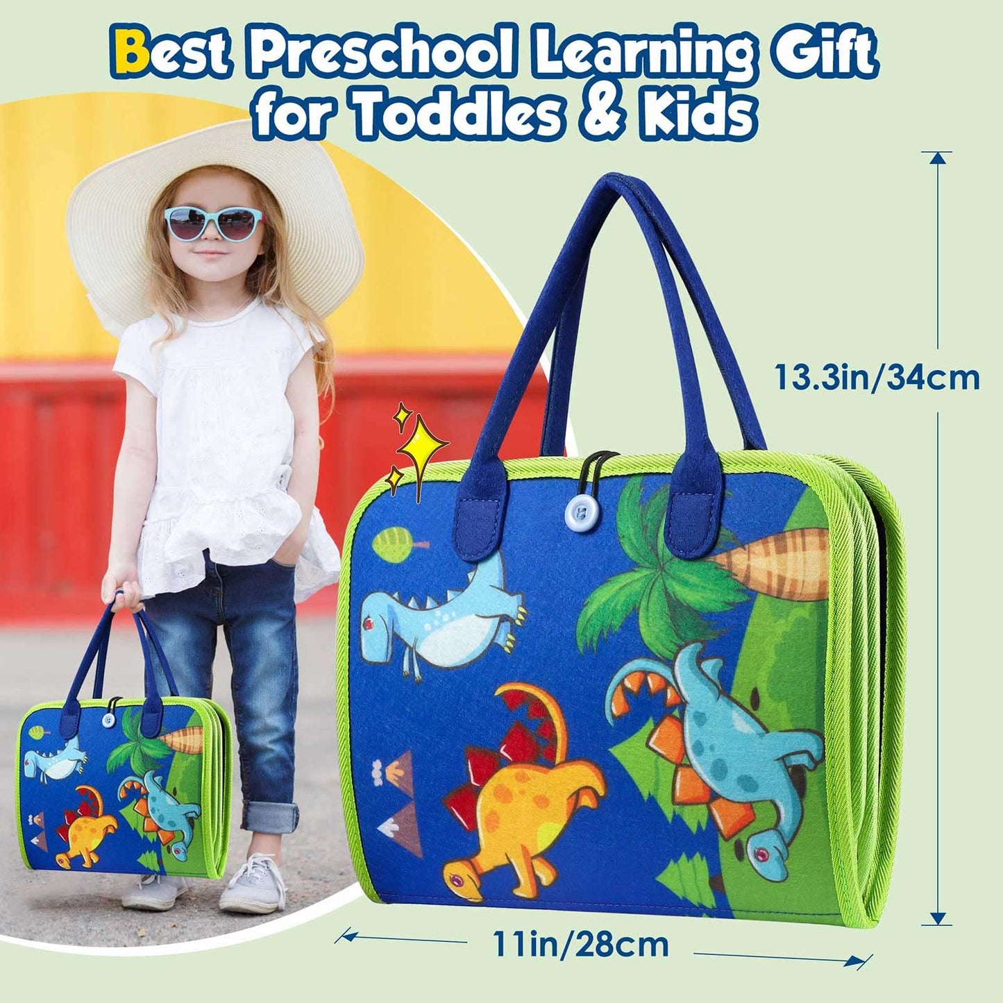 Winblo Toddler Busy Board – Montessori Sensory Toy, Educational Learning Busy Book for Toddlers, Travel Activity Toy for Boys, Birthday Gift