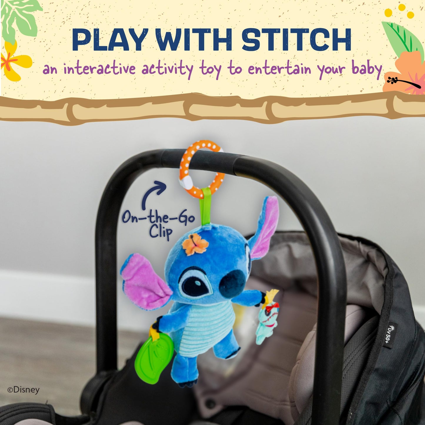KIDS PREFERRED Disney Baby Lilo & Stitch - Stitch On The Go Activity Toy 12 Inches, Blue