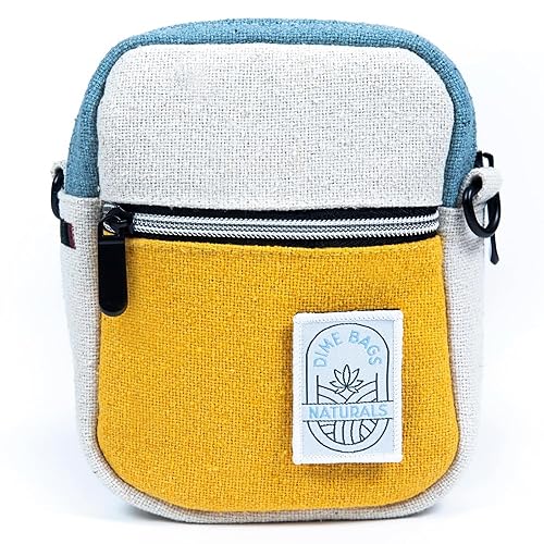 DIME BAGS Crossbody Bag, 100% Nepali Hemp Sling with Zippered Compartments, Adjustable Strap & Interchangeable Patch, Durable for Travel & Daily Use…